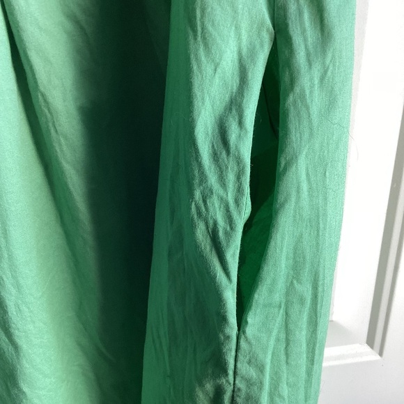 ABS Allen Schwartz Green Sleeveless Cotton Dress With A Ruffled Neckline Size12 - Picture 3 of 10